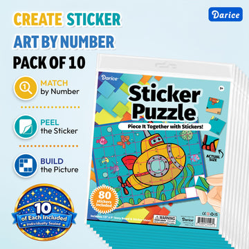 Darice Princess Castle Sticker Puzzle - 80 Go Carts Stickers by Number - Fine Motor Skill Learning Toy - Piece It Together Activity & Gift for Kids