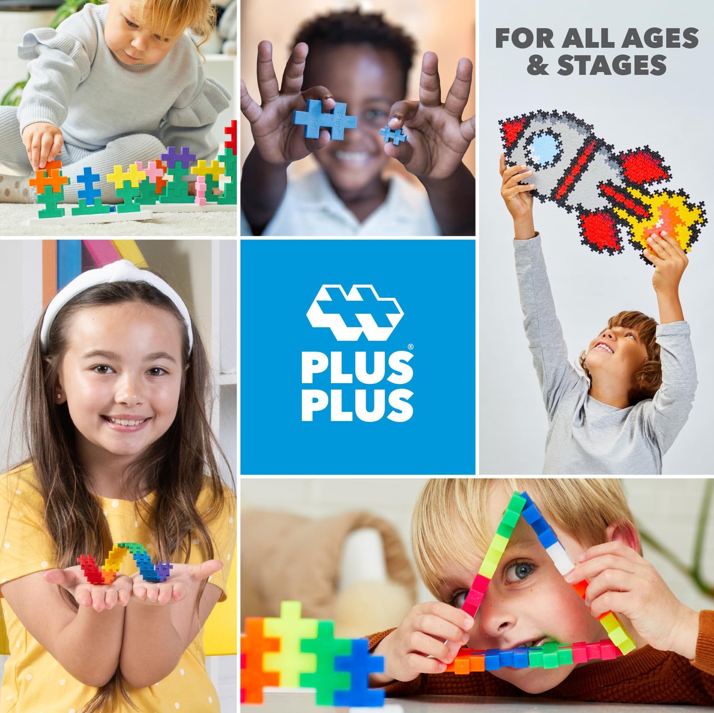 PLUS PLUS Scooops, Rainbow Sherbet - Ice Cream 3D Building Blocks, 100 pc