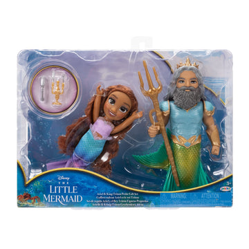 Disney The Little Mermaid Ariel Doll and King Triton Petite Gift Set, 6 Inches Tall with Dinglehopper, Candelabra and King Triton’s Trident Accessory
