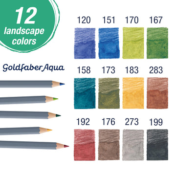 Faber-Castell Goldfaber Aqua Watercolor Pencils: Landscape Colored Pencils for Portraits, Dual Use Wet or Dry, Break-Resistant Cores, Art Supplies