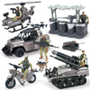 MISTBUY Military Vehicles Toys Playset with Army Men Action Figures, Helicopter, Armored Vehicle, Truck, Motorcycle, Tent and Dog for Pretend Play