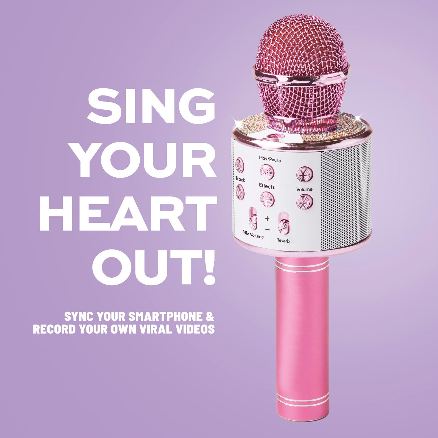 Claire's Bluetooth Karaoke Microphone for Kids, Wireless Mic with Voice Effects, Echo, USB-C Charging, Volume Controls & TF Card Slot, Portable &
