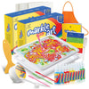 CraftBud Marbling Paint Kit for Kids with 10 Paint Colors, Water Art Paint Sets, Guide Books, 2 Aprons, 2 Sheets of Stickers, 2 Mixing Spoons, 2 Water
