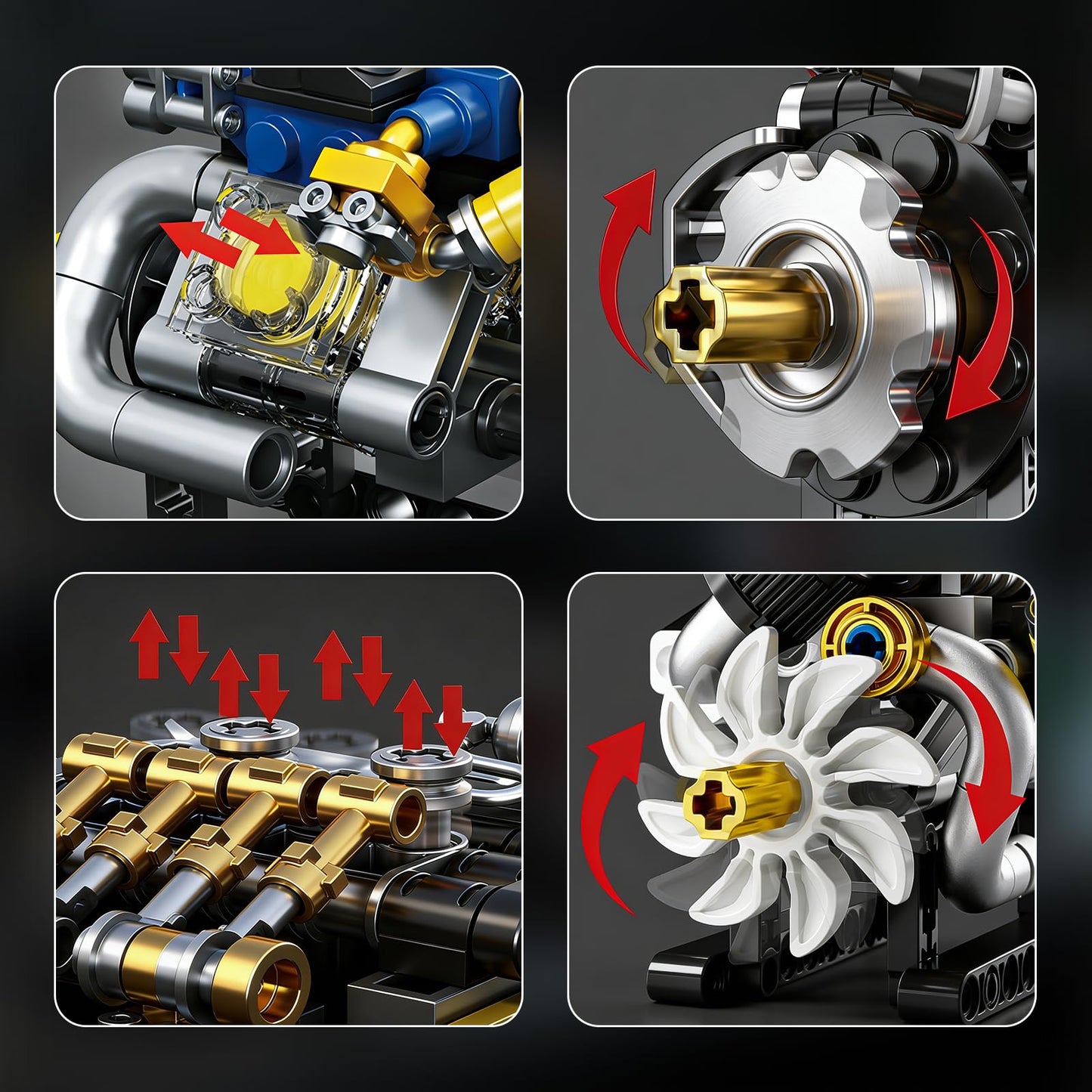 HJPLPXH Mini V8 Engine Building Blocks Set, Mechanical Desk Display