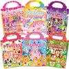 CREATIVETREES 6 Sets Reusable Sticker Book for Girls 3-6, Jelly Sticker Books for Toddler, Travel Sticker Activity Toys for Kids 3 4 5 6 Years Old