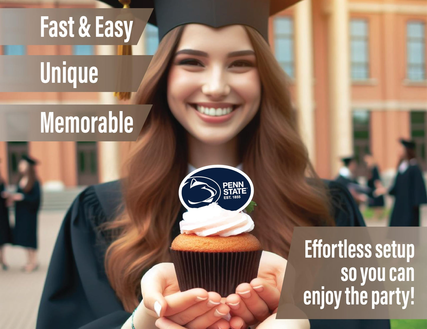 Penn State Cake Topper & Decorations, Graduation Party Supplies, PSU 42 Pcs