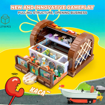 Toy Building Brick Blocks Toys Sets Display Box kit Action Figures Pineapple House Patrick Stone Star Home for Boys and Girls Kids Age 2-4, 3-5, 5-7