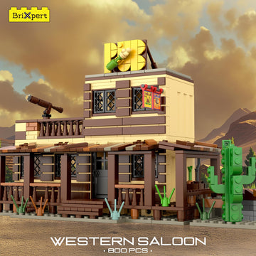 Mould King Wild West Architecture Building Sets, Mini Western-Saloon Modular Buildings Model Kits, Ideas House Office Room Decor Gifts for Adult