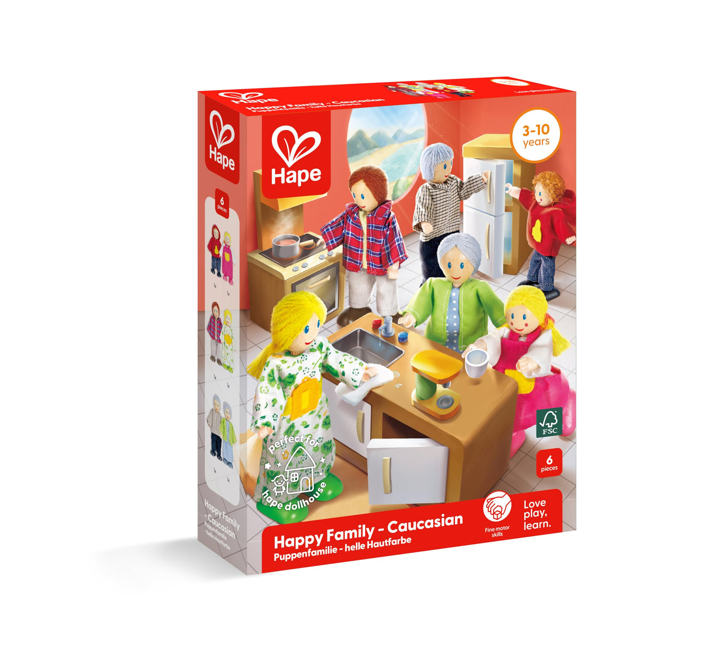 Hape Happy Family Dollhouse Set Award Winning Doll Family Set, Unique Accessory for Kid’s Wooden Dolls House.