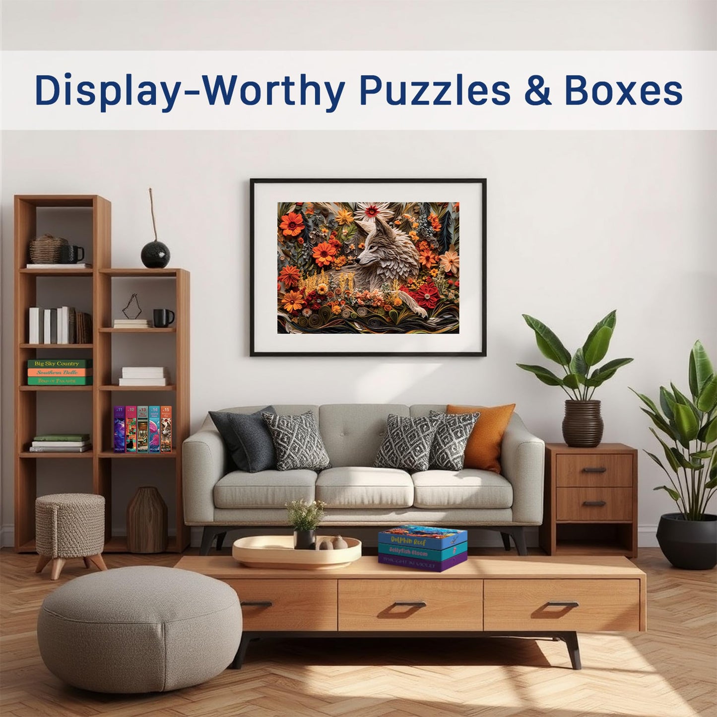 Wildflower Wolf (No. 15) - 1000 Piece Animal Jigsaw Puzzle for Adults | Printed in USA | Satin Low-Glare Finish | Random Ribbon Cut | Bonus Poster |