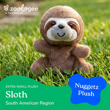 The Petting Zoo Sloth Stuffed Animal Plushie, Gifts for Kids, Nuggetz Wildlife Animals, Sloth Plush Toy, 6 inches