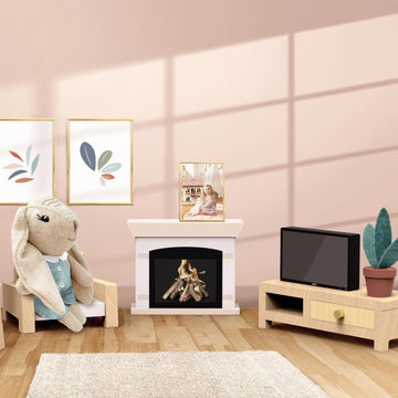 SPEEDY MONKEY Cozy Kids Dollhouse Living Room Playset with Bunny Sofa & TV