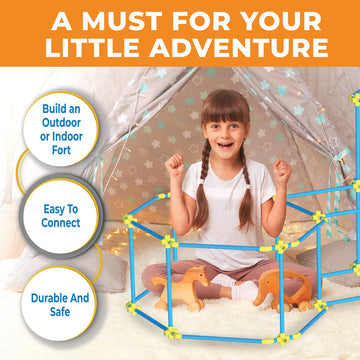 Fort Building Kit for Kids 180pc Modular Fort Builder STEM Toy Set | DIY Make Your Own Fort Playset for Girls, Boys, Toddler Children | Build Play