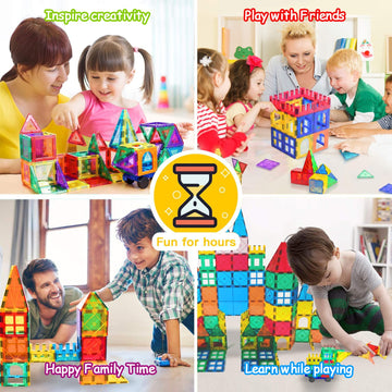 Landtaix 100pcs Magnetic Tiles Magnetic Building Blocks for Toddlers 3 4 5 6 7 Year Old Boys Girls Educational Magnet Blocks Christmas Birthday Gift