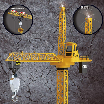 Liberty Imports 6 Channel RC Mega Tower Crane, 50.4 inch Tall 2.4GHz Remote Control Construction Site Toy 680° Rotation Lift Model with Tower Lights