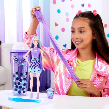 Barbie Pop Reveal Doll & Accessories, Bubble Tea Series with Pet, 8 Surprises Include Color Change, Cup with Storage (Styles May Vary)