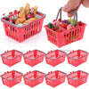 10PCS Mini Shopping Cart,Mini Shopping Baskets with Handles,Mini Target Shopping Basket,Plastic Red Shopping Baskets for Dollhouse Decoration Sundries