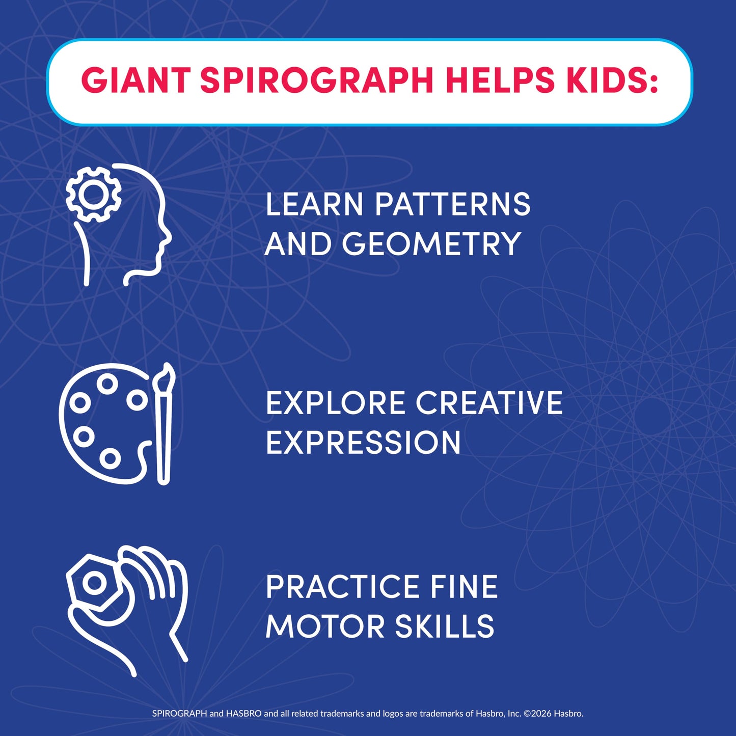 Spirograph Giant, Arts and Crafts, Kids Toys, Art Supplies, Craft Supplies, Drawing Kit, Spiral Art, Classic Gear Design Kit, Markers, Ages 8+