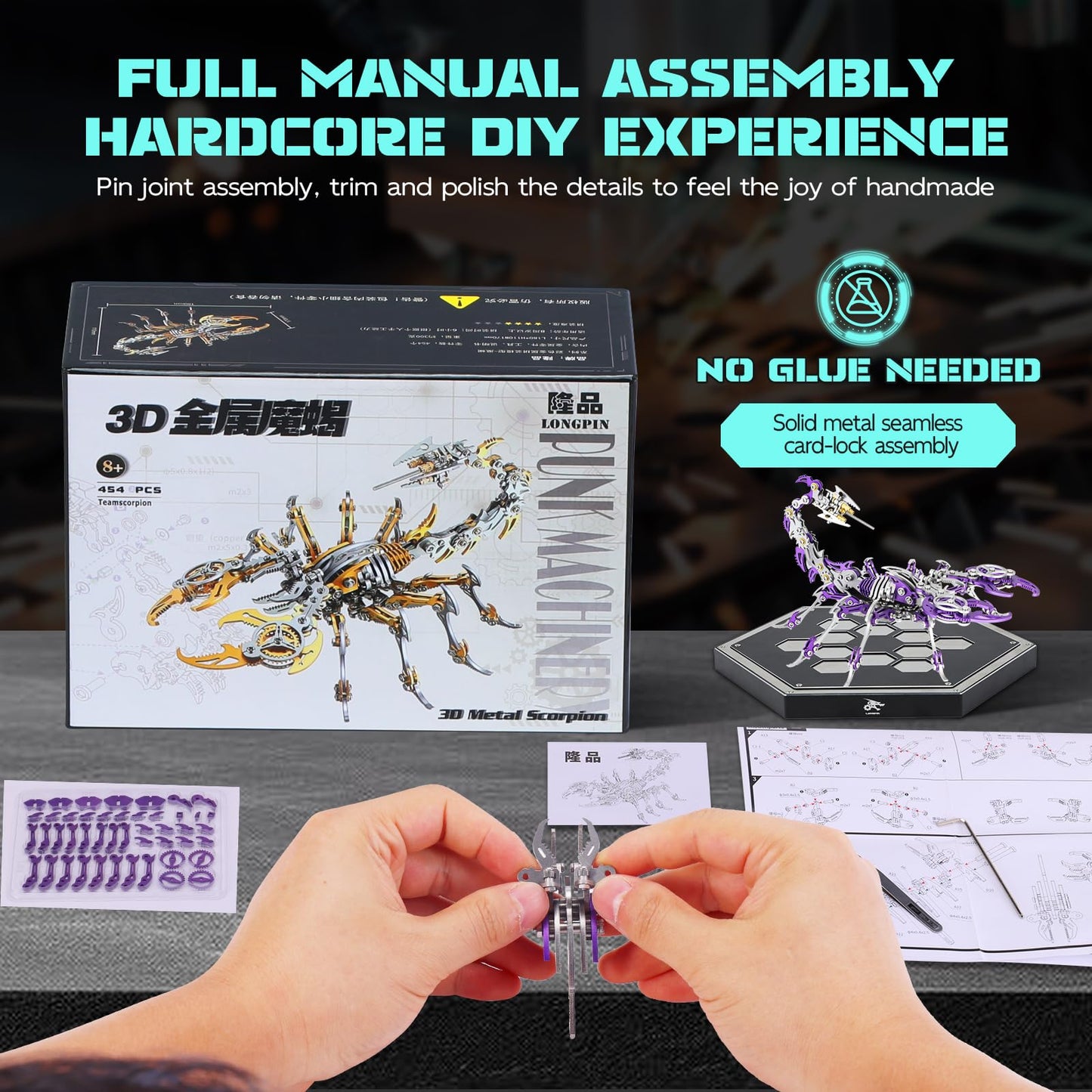 LONGPIN 3D Metal Scorpion Puzzle - Laser-Cut DIY Challenge, Lifelike Collectible Decor for Adults & Teens, for Puzzle Enthusiasts & Nature