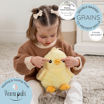 Cheerful Chick Microwavable Easter Stuffed Animal, Weighted Heatable and Coolable Lavender Scented Plush for Kids and Adults, 1.5 lb, Warm Pals