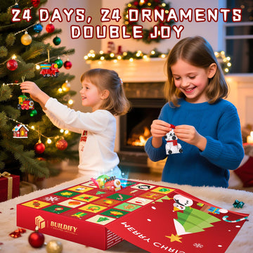 Christmas Ornaments Advent Calendar 2025 Building Block Sets, 24 Packs Xmas Tree Ornament to Build Holiday Decoration Toy Compatible with Christmas