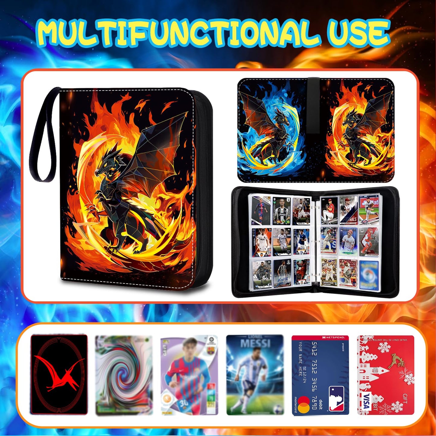 Card Binder For Trading Games, 9-Pockets 50 Sleeves Fits 900 Cards Holder (900)