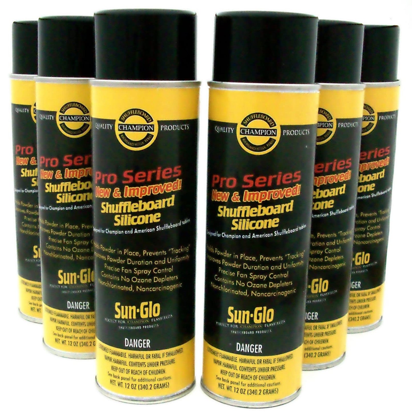 Sun-Glo Pro Silicone Shuffleboard Table Spray Set of 6