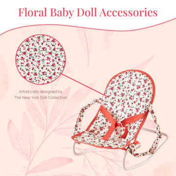 Floral Baby Doll Accessories Set, 3-1 Baby Doll Crib, Baby Doll High Chair & Bouncer Seat. 18 inch Doll Accessories with Doll Bed. 18" Dolls Furniture