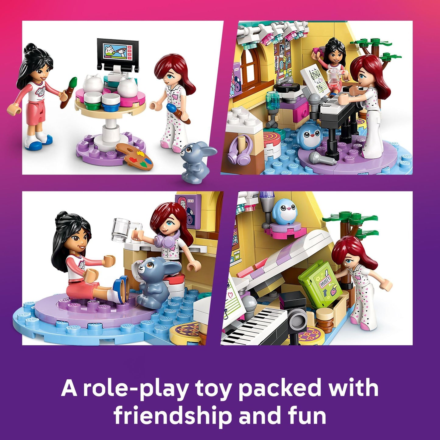 LEGO Friends Paisley's Room Building Toy - Pretend Play Set for Kids, Girls and Boys, Ages 6+ - with 2 Minidolls, Pet Bunny Figure, and Plushie-Style