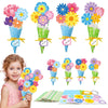 DKINY Pack of 24 Flower Bouquets Craft Set Children's Flower Paper Craft Set DIY Flower Craft Paper Craft Set Creative Sets for Boys Girls Mother's