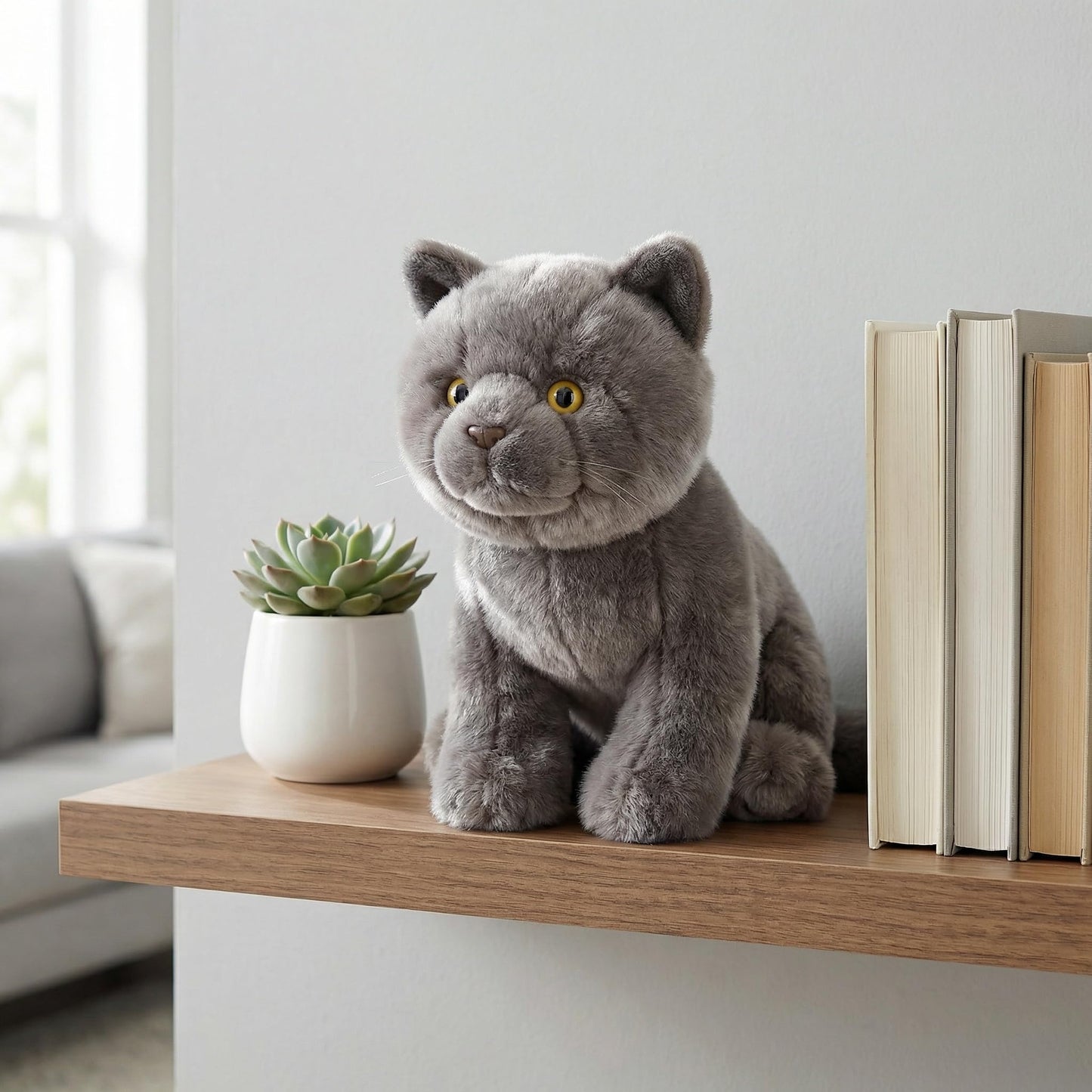 ZHONGXIN MADE British Short Cat Stuffed Animal - 11 inch Plush Toy Grey Cat, Soft Toy Cat for Kids (British Shorthair Cat 2)