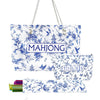 CTHMTMXS Blue and White Mahjong Bag Set for Tiles and Racks, 3 Piece 16 oz Canvas American Mahjong Carrying Bag with Zipper Tile Bag and Drawstring