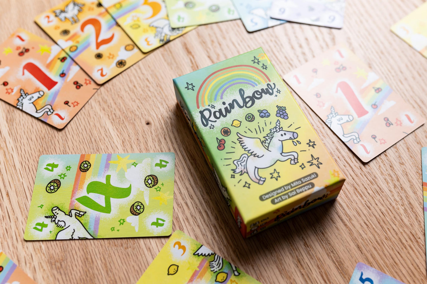 ALLPLAY Rainbow Board Game - Tiny Box Hand Management Card Game for 2-6 Adults and Families - Quick-Playing - Fits in Your Pocket - Points Change in