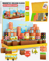 Gift-Ready Magnetic Building Blocks for Kids, Magnet Cubes - Construction Site Toy Building Sets with Magnetic Storage Board - 84-Piece Pixy Stacking