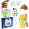 Pinwheel Crafts DIY Stained Glass Kit for Kids - Stain Glass Art Gift Set with 2 Decorative Frames, Hanging Chain, Ring and Colored Beads - Fun
