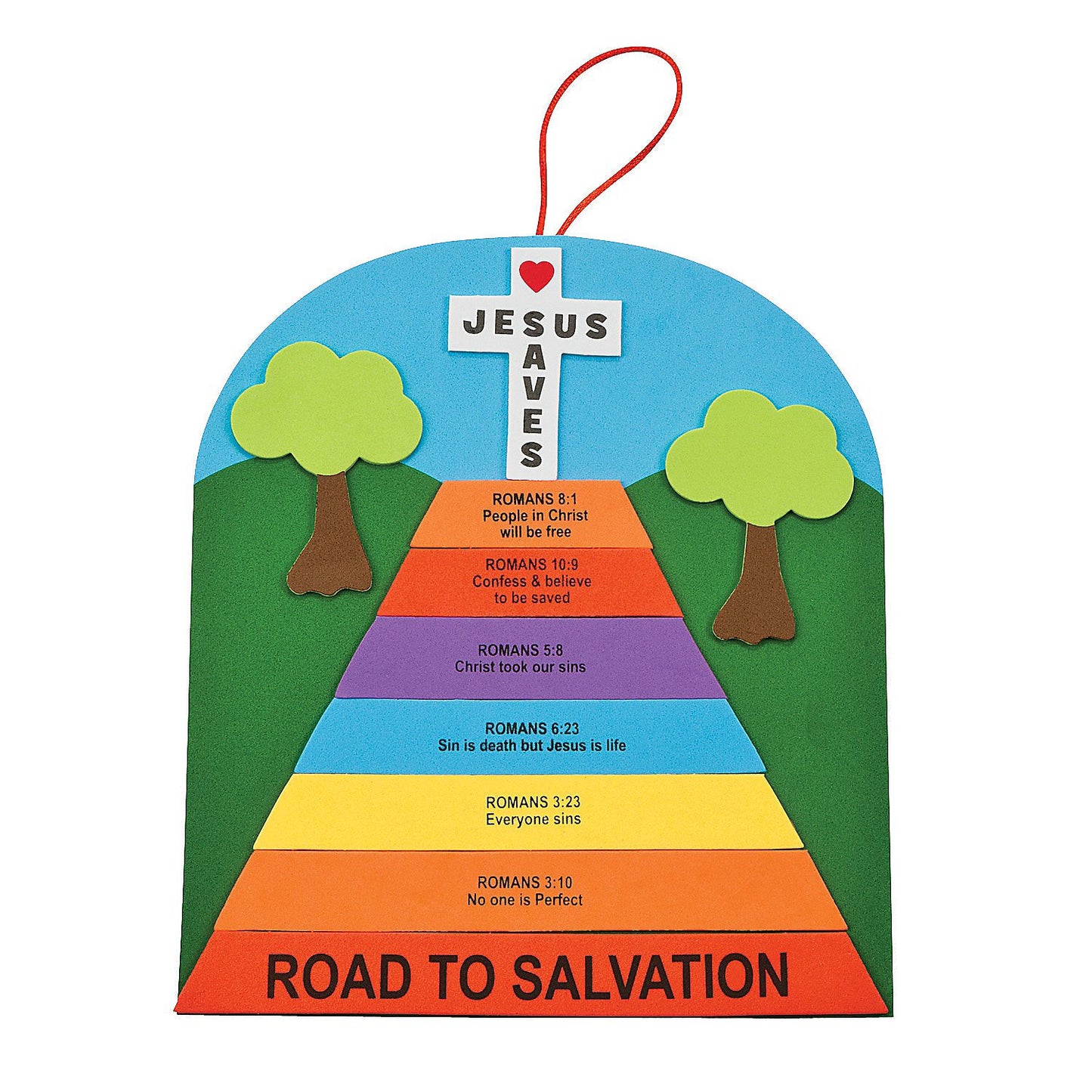 Fun Express Romans Road Sign Craft Kit - DIY Religious Crafts Kids - Ideal for Sunday School Bible Lessons and Faith-Based Activities - Perfect