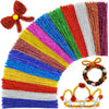 Praisebank Glitter Pipe Cleaners for Crafts, 200pcs, Chenille Stems for DIY Projecets, Arts & Crafts Supplies for Festival Party Decorations