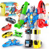 SOMMER 5-in-1 Magnetic Vehicles Toy Playset, Mix and Match STEM Stacking Assembling Car Kit with Storage Box, Transform into Robot, Birthday Gift