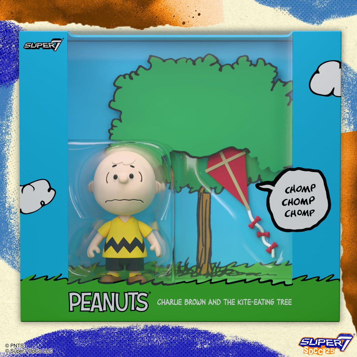 Super7 Reaction Figure Peanuts Charlie Brown and The Kite-Eating Tree (Diorama Box) - 3.75" Peanuts Action Figure with Accessory - Classic Cartoon