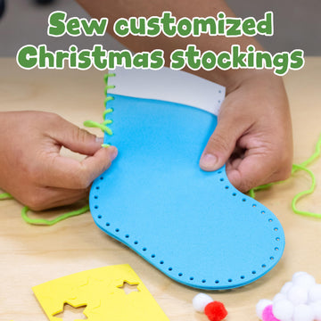 READY 2 LEARN Create Your Own Christmas Stockings | Foam | Set of 4 | Christmas Tree Ornaments | Holiday Decorations for Home | All Materials Included