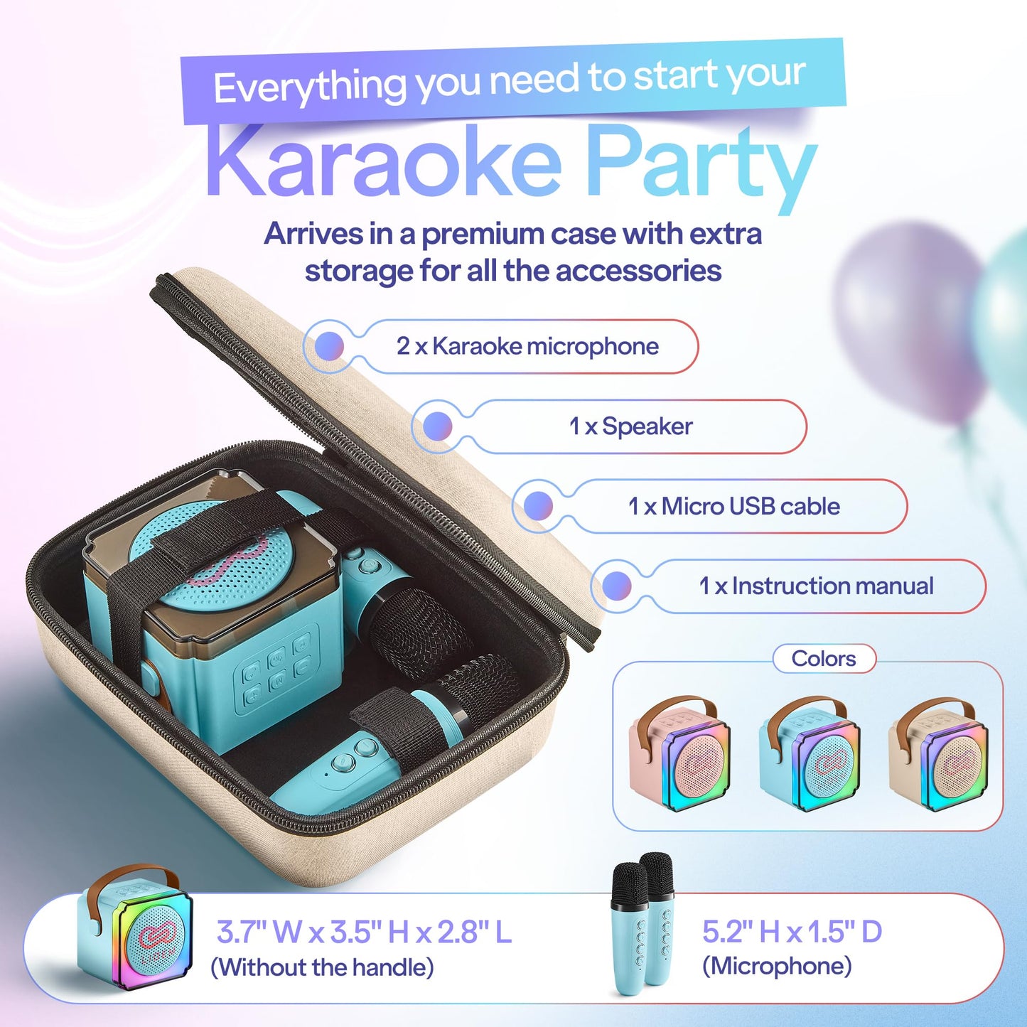 Karaoke Machine for Kids (1, Blue)