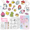 NewFamily 51Pcs Shrink Art Kit for Kids, 36 Pre-Cut Shrink Plastic Charms with 15 Charm Accessories, No-Mess DIY Jewelry Making Craft Set for Girls