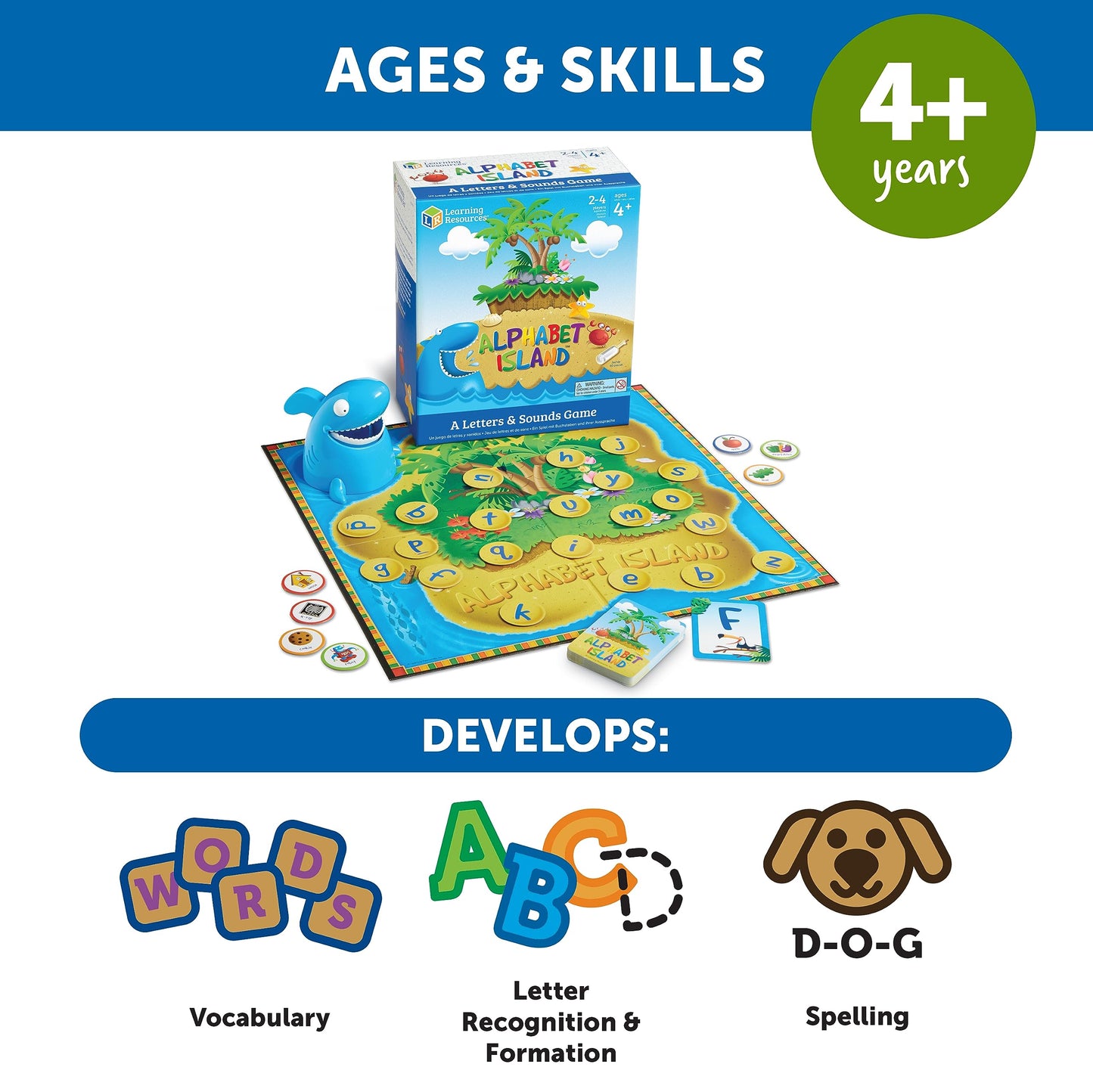 Learning Resources Alphabet Island a Letter & Sounds Game - Montessori ABC Toys, Learn to Read, Phonics for Toddler , Writing Practice, Board Game