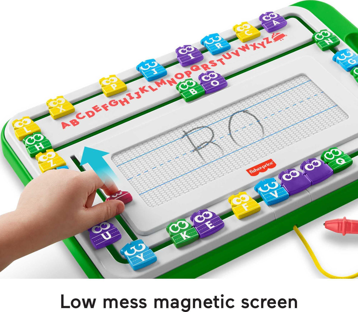 Fisher-Price StoryBots Slide Writer, mess-free magnetic drawing tablet with tethered pen and character stencil for preschool kids ages 3 years and up