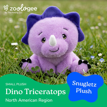 The Petting Zoo Dinosaur Triceratops Stuffed Animal Plushie, Gifts for Kids, Snugletz Zoologee Plush Toy, 7 in
