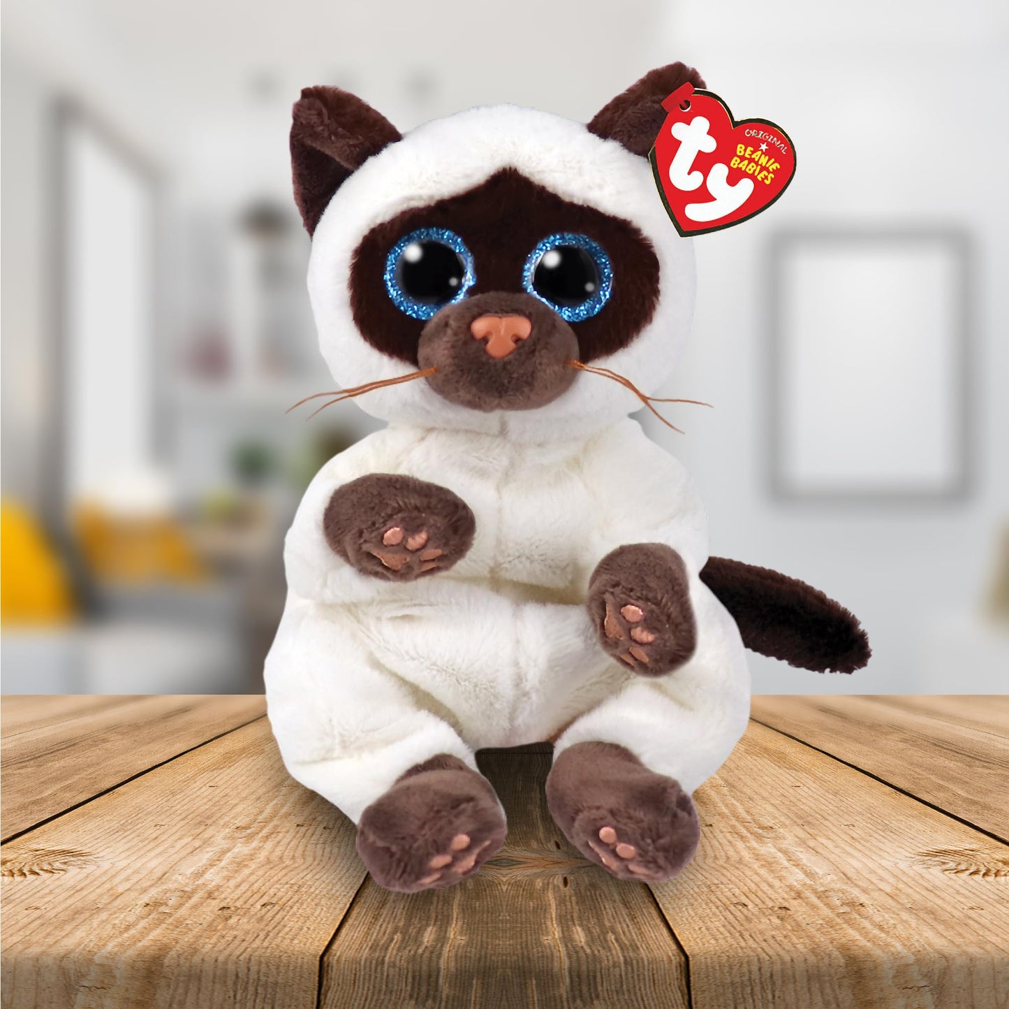 TY Beanie Babies - Soft Toy Miso The Cat 15 cm, Grey, TY40548