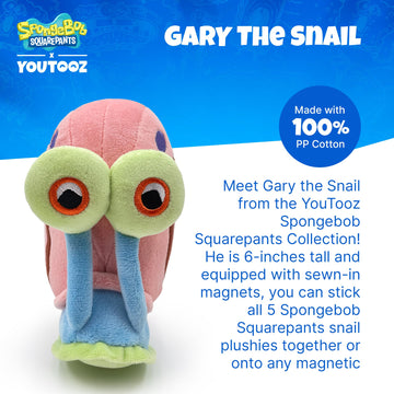 Youtooz Gary the Snail Stickie in 6", Magnetic and Soft Spongebob Squarepants Collectible Gary the Snail Plush - Cute Spongebob Toys Collection