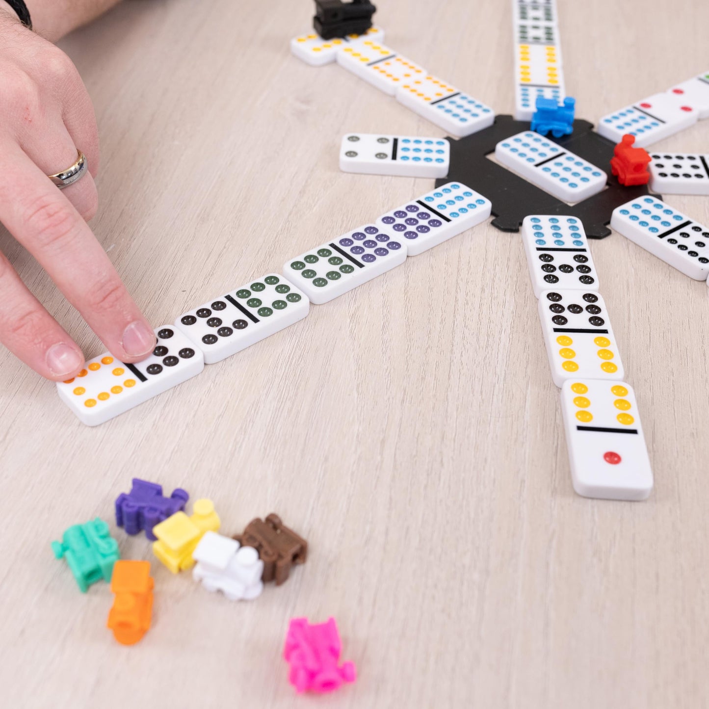 Elbow Room Games Double Twelve Dominoes Set with 91 Dominoes, 10 Trains, Starter Piece, Storage Tin - Perfect for Mexican Train, Block, and Draw -