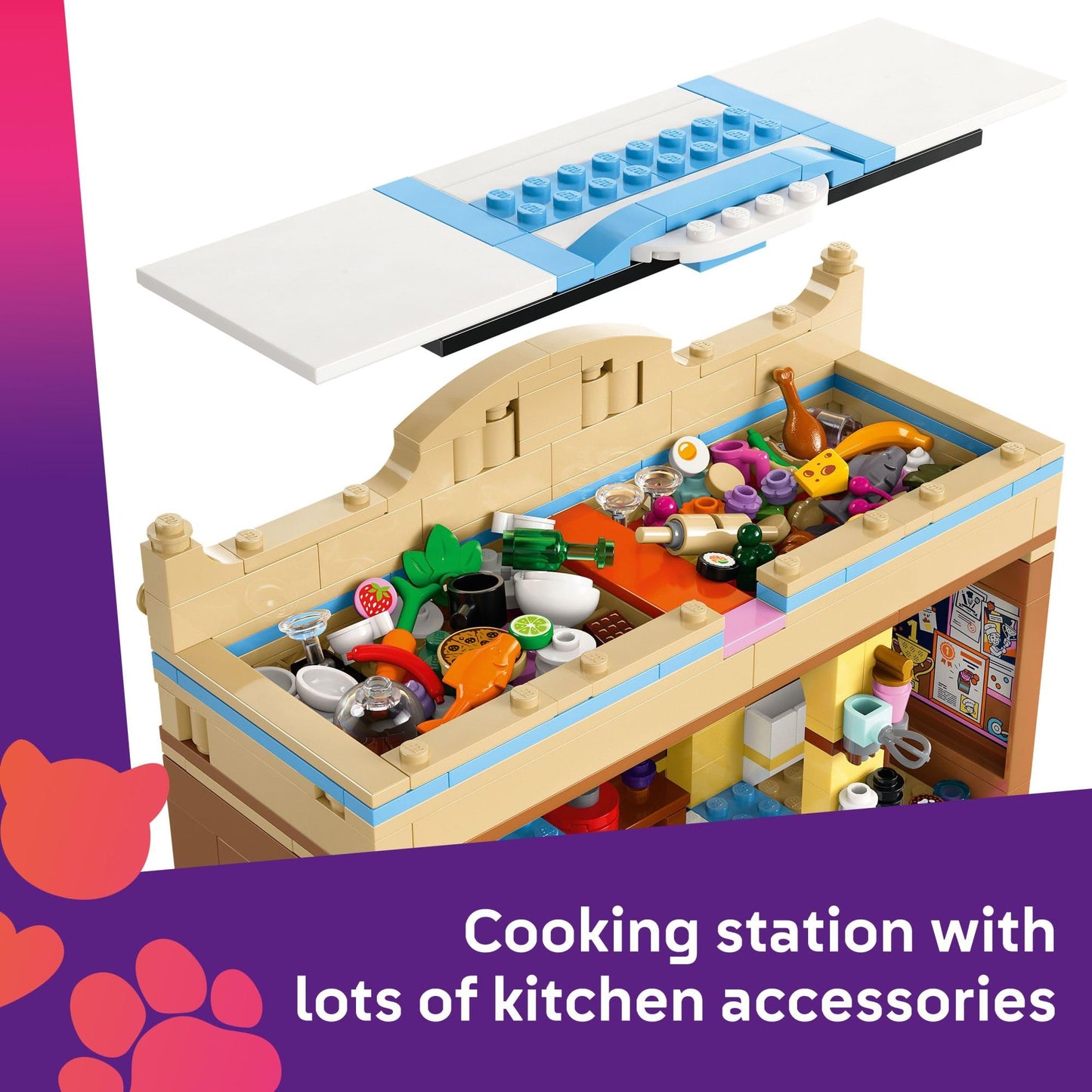 LEGO Friends Restaurant and Cooking School Toy Building Set - Restaurant Pretend Play Set for Kids, Girls and Boys, Ages 8+ - with 4 Minidolls, Cat