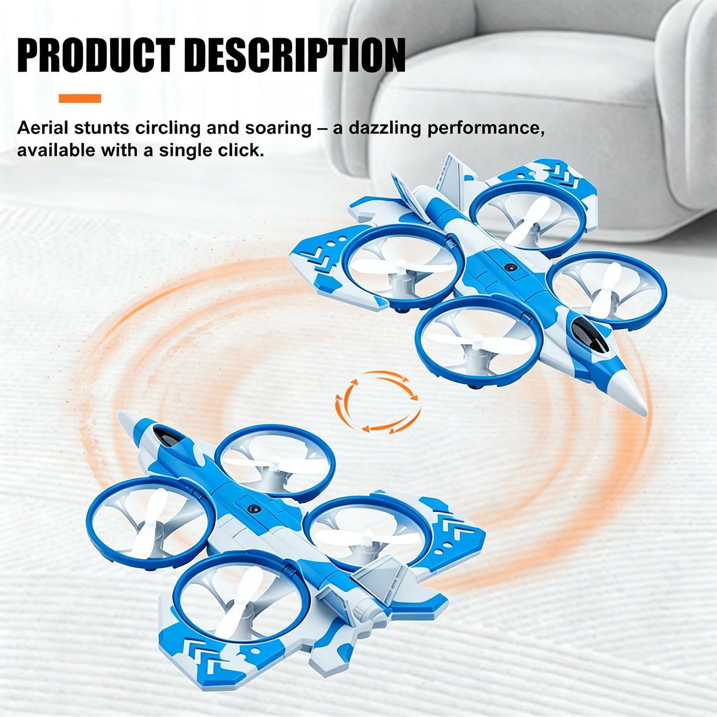 Yonsaeik 2-in-1 RC Fighter Airplane for Land and Air for Kids Adults 6+
